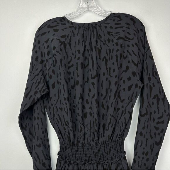 RAILS Jasmine Dress Ash Cheetah Mini Long Sleeve Button Details Tiered Skirt S - Picture 12 of 13